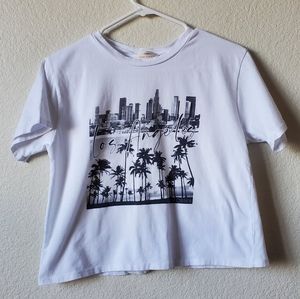 Rebel Society Womans White Los Angeles Cropped Tee
